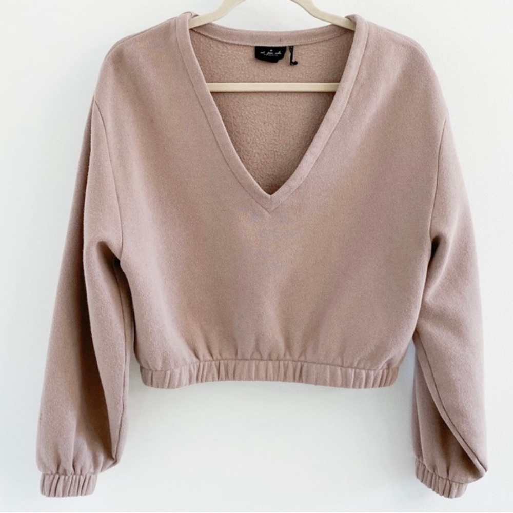 Urban Outfitters Out From Under Gray Vivian V Neck Crop Sweatshirt Size XS - Picture 2 of 10